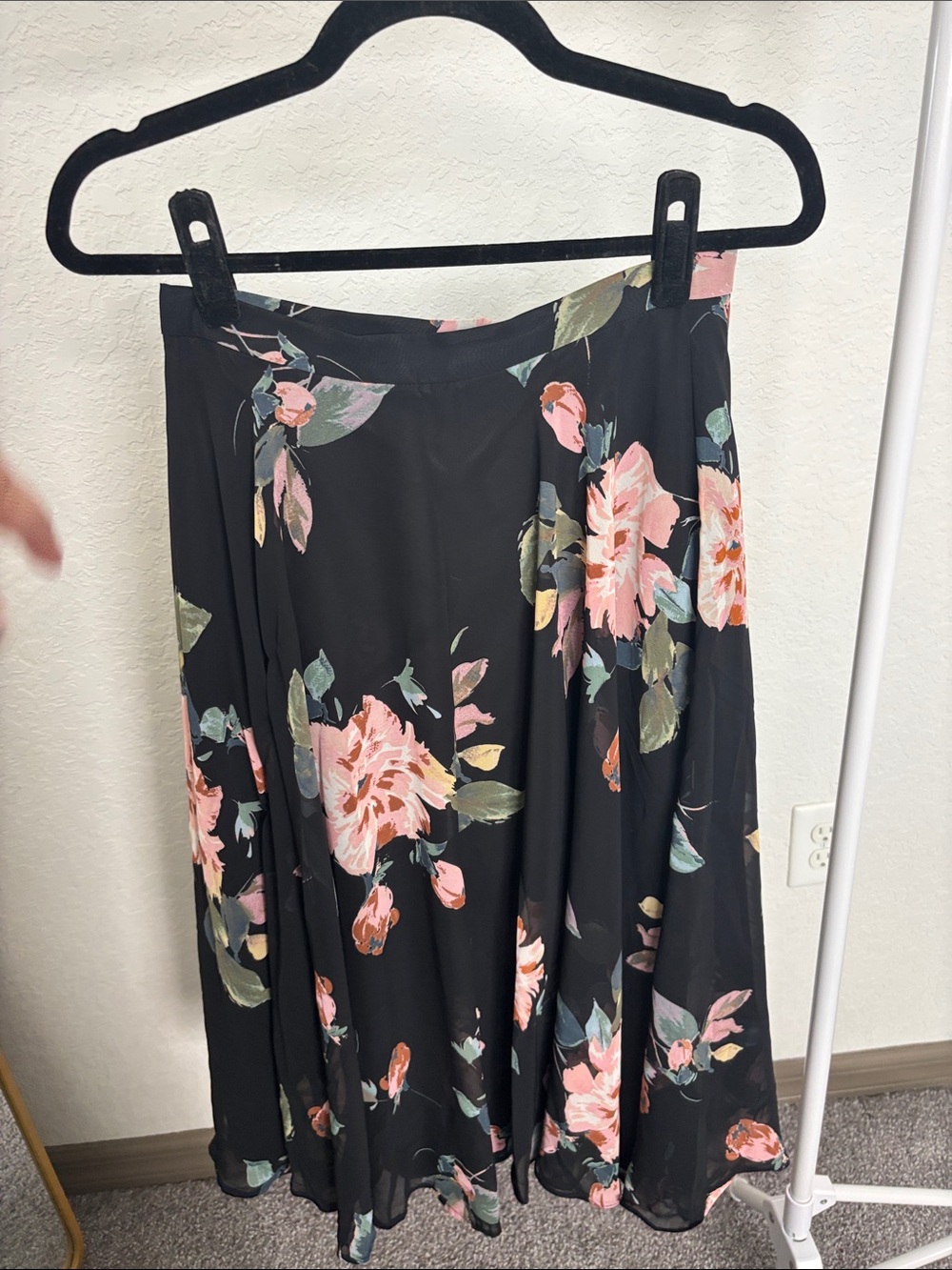 Jenny Yoo Black Skirt with Pink Floral Print